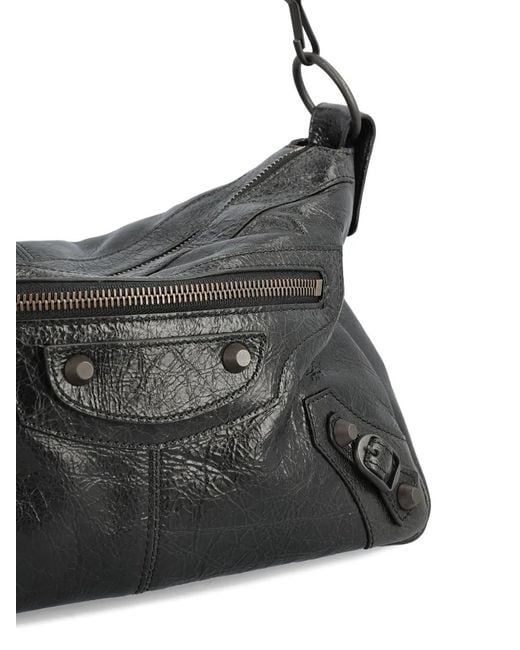 Balenciaga Black Small Le City Moto Leather Shoulder Bag for men
