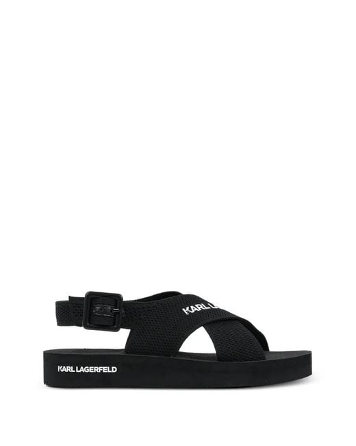 Karl Lagerfeld Black Crossover-Strap Buckle-Fastening Sandals for men