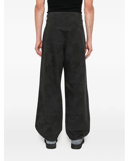 Stay Human On Earth Black Camouflage-Pattern Trousers for men