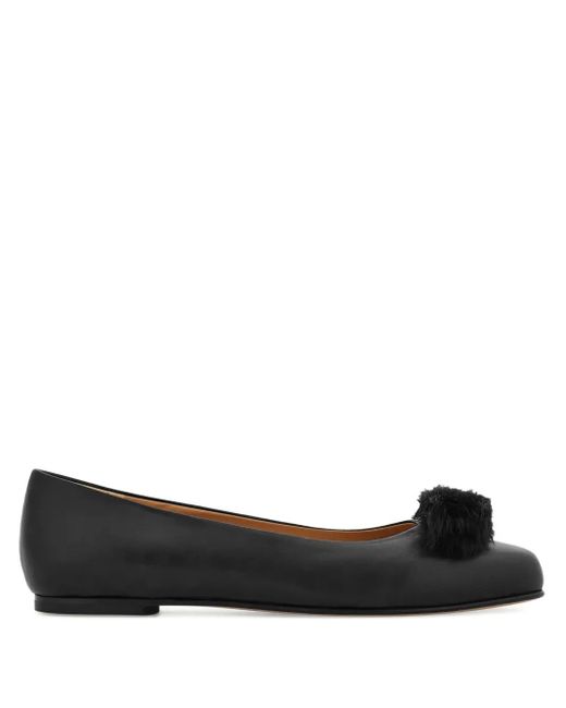 Ferragamo Black Vara Bow Ballet Flats