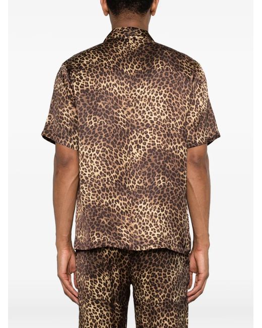 Ernest W. Baker Brown Animal-Print Short-Sleeve Shirt for men