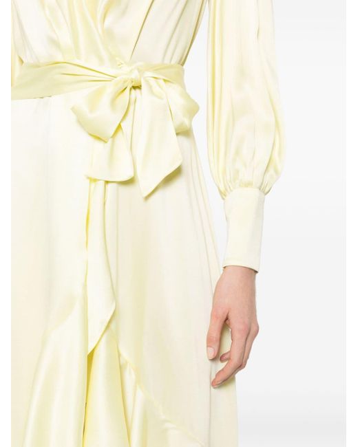 Zimmermann Yellow Silk Wrap Midi Dress