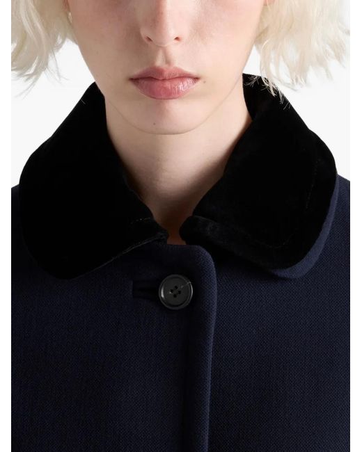 Prada Blue Detachable Collar Single-Breasted Coat