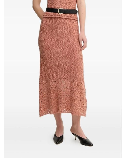 INTROPIA Pink Jupe Mi-Longue Ruth En Maille Ajourée