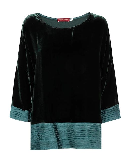 BIANCO LEVRIN Black Velvet Pleated-Hem Top