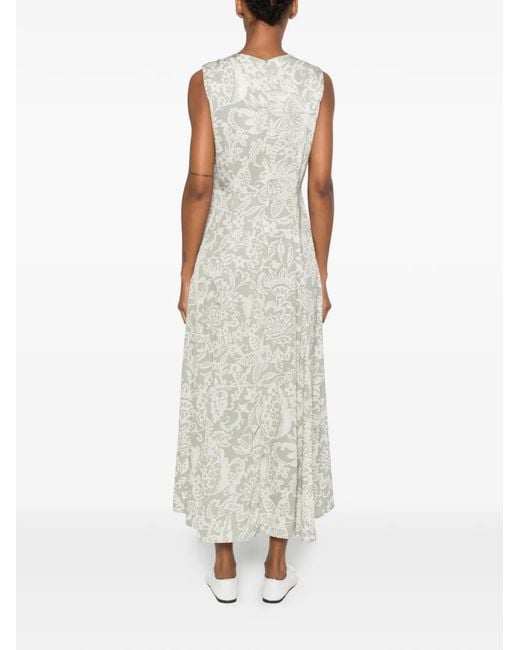 Marc O' Polo White Floral-Print Sleeveless Midi Dress