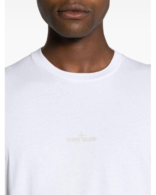 Stone Island White T-Shirt 'Scratched Paint One' Print for men