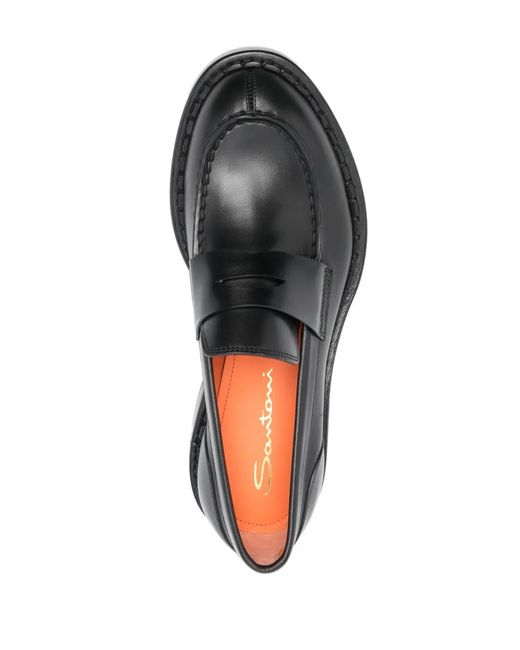 Santoni Black Loafers