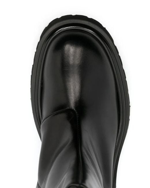 Moschino Black Leather Ankle Boots With Rubber Sole