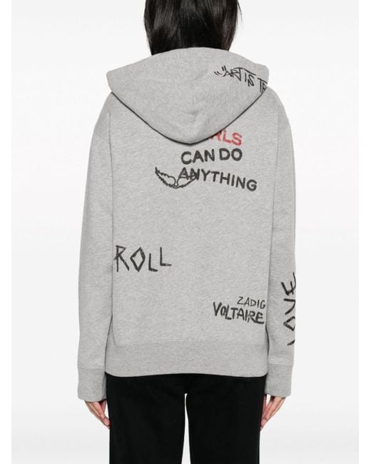 Zadig & Voltaire Gray Spencer Manifesto Tag Organic Cotton Hoodie