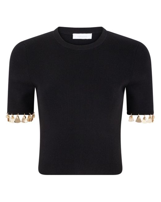 Rabanne Black Charm-trim Cropped T-shirt