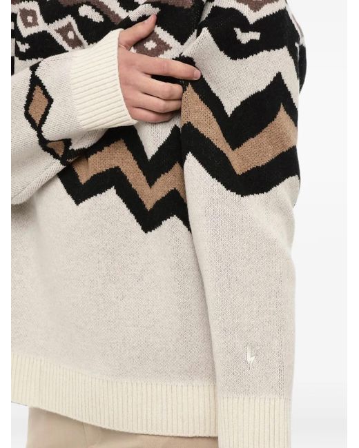 Neil Barrett Natural Geometric-Pattern Wool Sweater for men