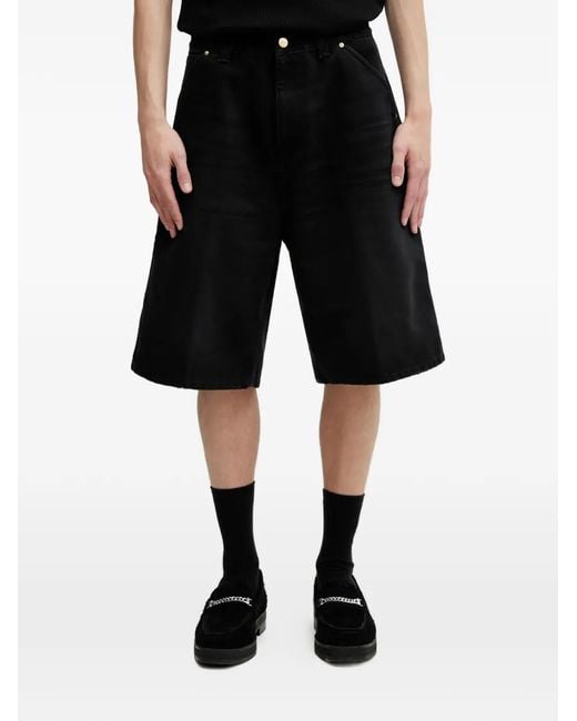 Carhartt Black Og Single Knee Logo-Patch Cargo Shorts for men