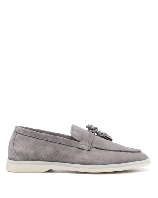 Scarosso Gray Tassel-Detail Suede Loafers