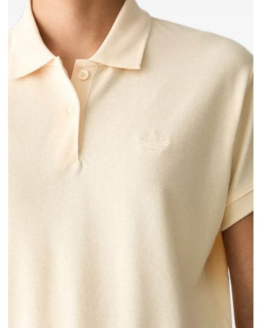 Adidas White Logo-Embroidered Piqué Polo Shirt