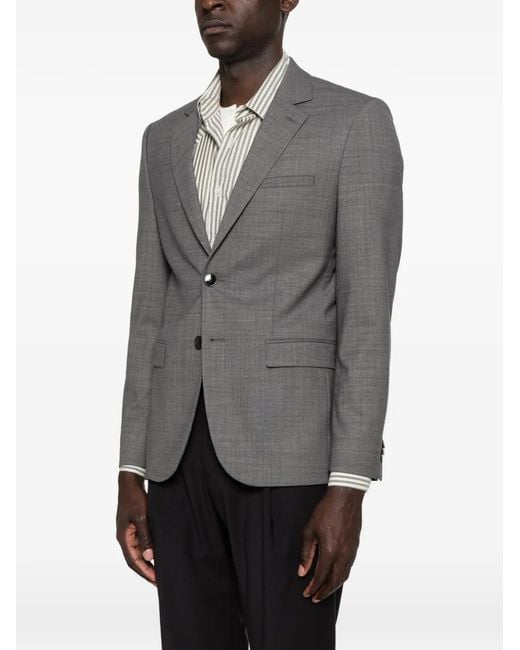 Boss Gray Single-Breasted Notched-Lapels Jacket for men