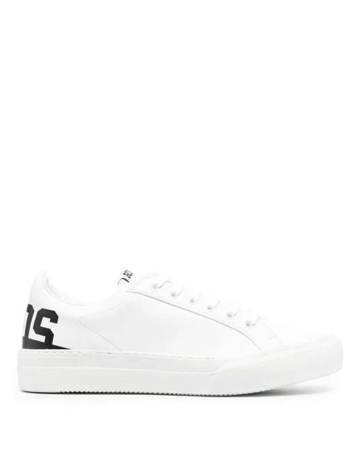 Gcds White Logo-Print Leather Sneakers for men