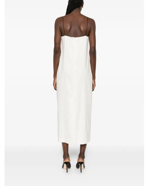Brandon Maxwell White Contrasting-Panel Midi Dress