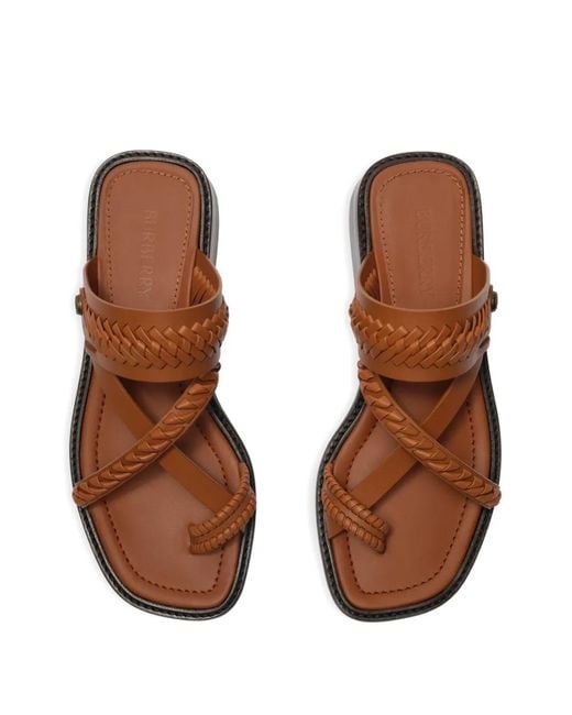 Burberry Brown Leather Baez Sandals