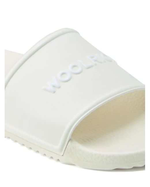 Woolrich White Logo-Embossed Flip Flops