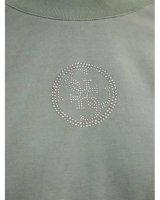 Guess Gray 4G Embellished Balloon-Sleeve Sweatshirt
