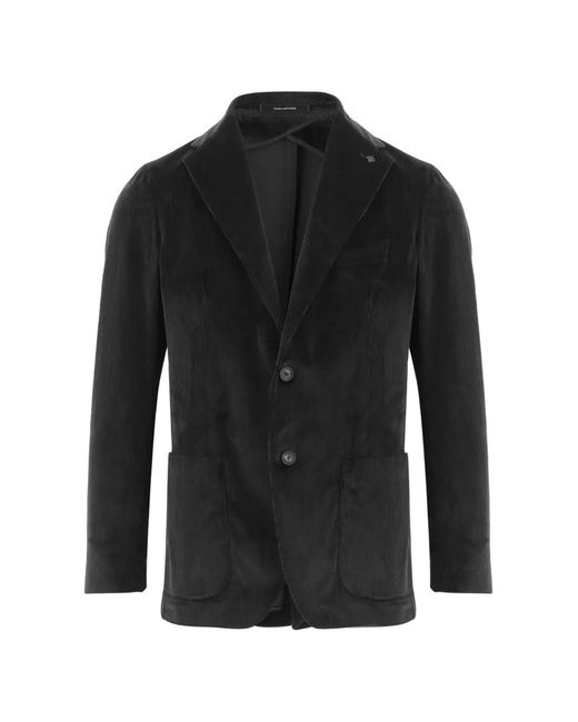 Tagliatore Black Single-Breasted Corduroy Blazer for men