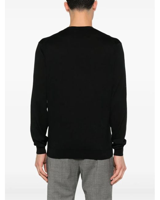 Lardini Black Fine-Knit Sweater for men