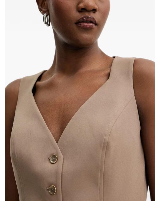 Guess Blue Button-Up Sleeveless Vest