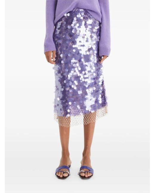 Tory Burch スパンコールトリム スカート Purple