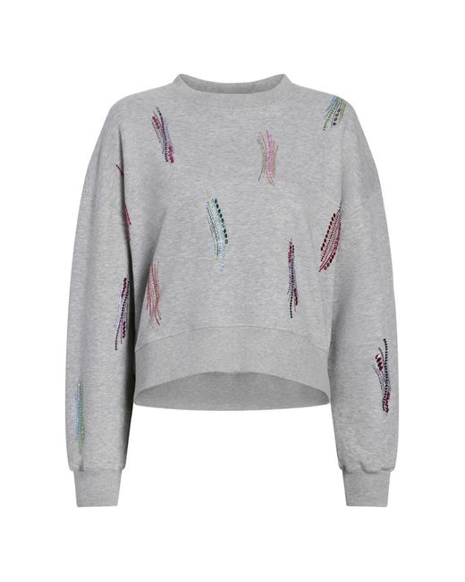 Cinq À Sept Gray Paillette Whirl Brandy Long-Sleeve Sweatshirt