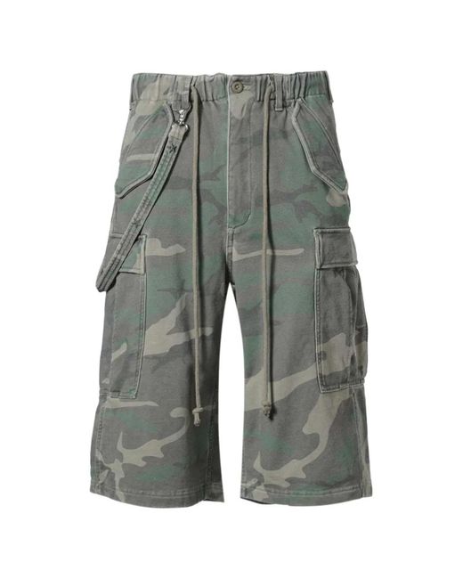 F.M.C.D. Gray Camouflage-Print Cargo Shorts for men
