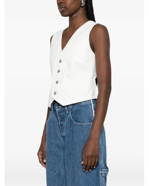 Sacai White Buttoned Drawstring Waistcoat