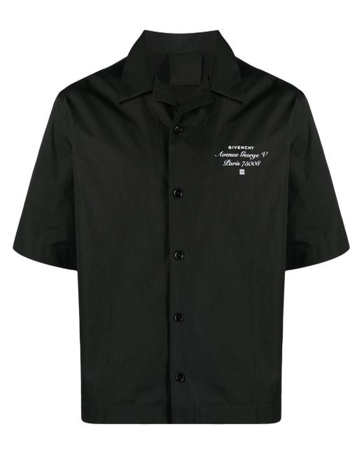 Camisa con logo bordado y manga corta Givenchy de hombre de color Black