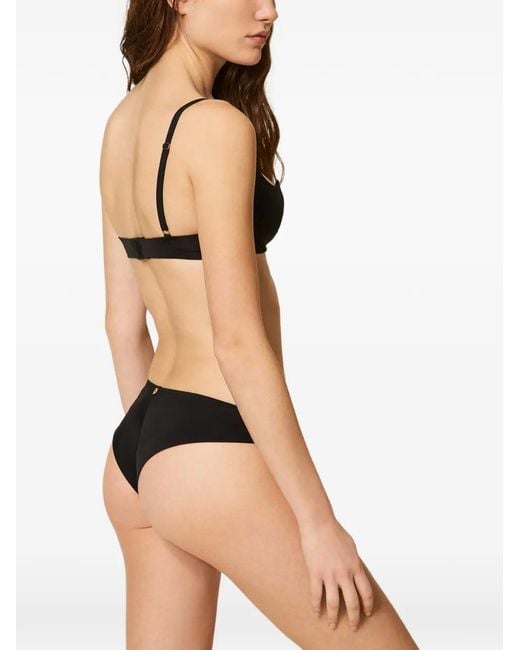 Twinset Black Sweetheart-Neckline Charmeuse Push-Up Bra