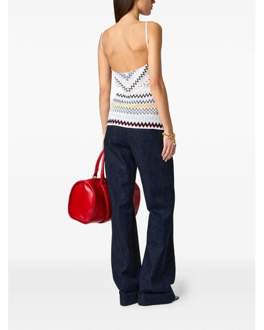 Missoni White Zigzag-Pattern V-Neck Tank Top