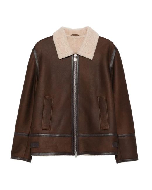 Dondup Brown Shearling-Collared Jacket for men