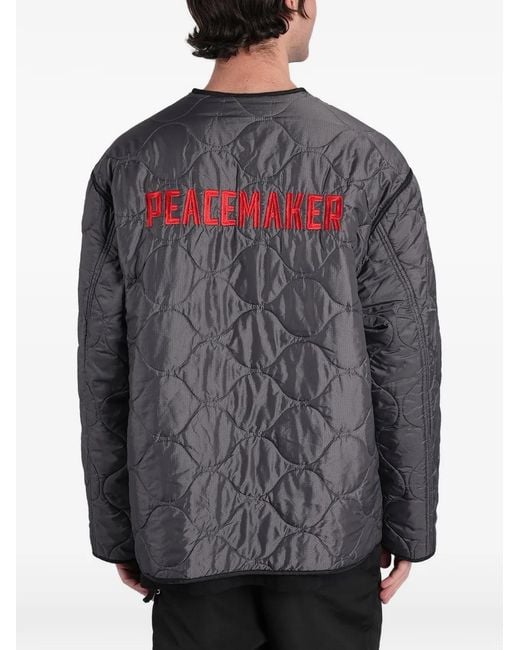 Peacemaker Oamc Gray Casual V-Neck Quilted Button-Down Jacket for men