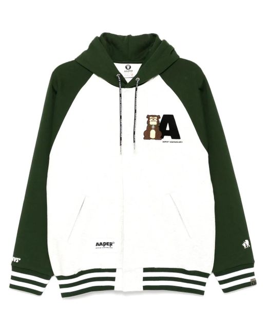 Aape By A Bathing Ape Black Logo-Patch Hooded Jacket for men