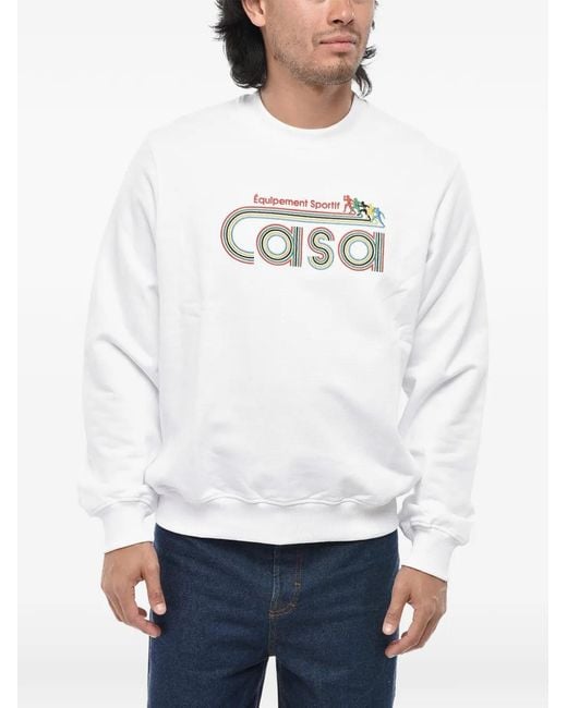 Casablanca White Garment-Dyed Cotton Crewneck Sweatshirt Equipement Sportif for men