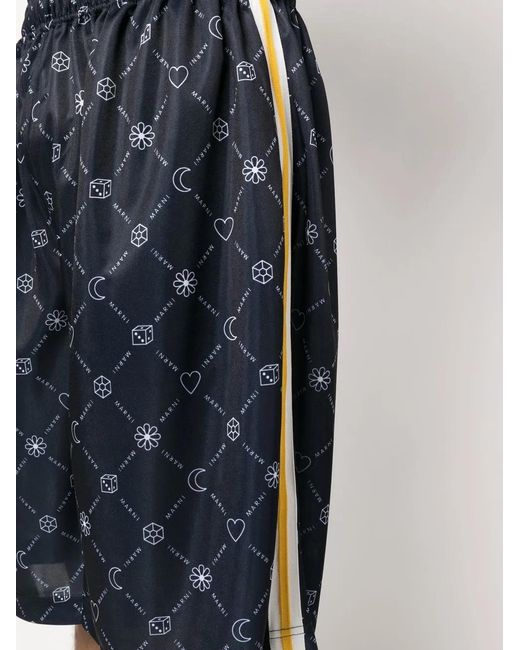 Marni Blue Logo-Print Shorts for men