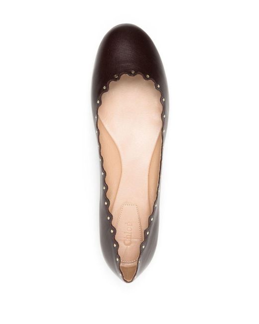 Chloé Brown Lauren Studded Ballerina Shoes