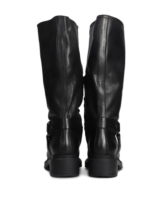 METISSE Black Leather Biker Boots