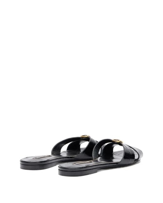 Roberto Cavalli Black Cross-Strap Jewel-Embellished Flat Sandals