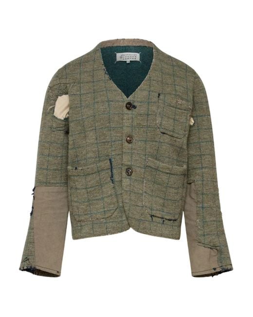 Maison Margiela Green Virgin-Wool Cardigan for men