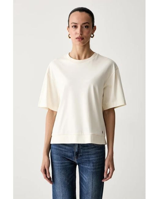 Joop! White Logo-Plaque Side-Slit T-Shirt