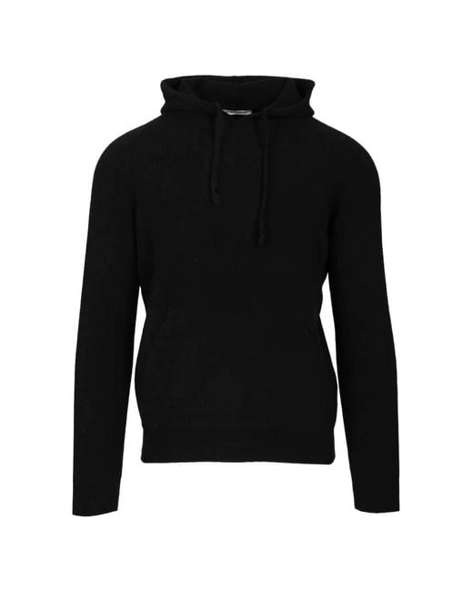 Al Duca D'aosta Black Hoodie En Maille À Poche Plaquée for men