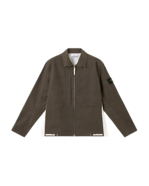 Stone Island Brown Front-Zip Jacket for men
