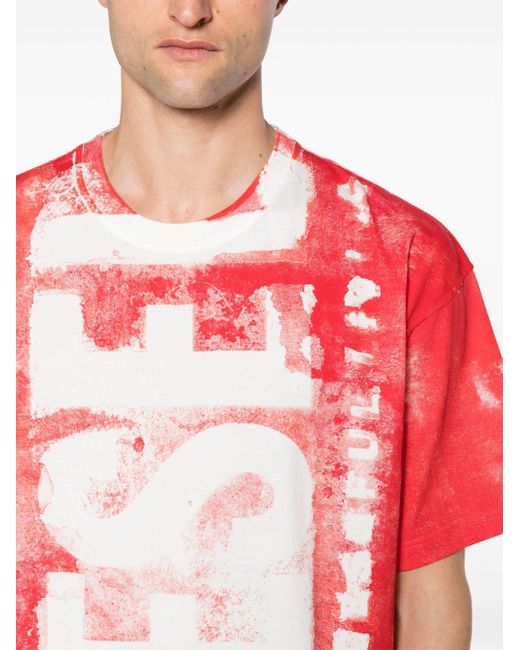 DIESEL Katoenen T-shirt Met Logoprint in het Red voor heren