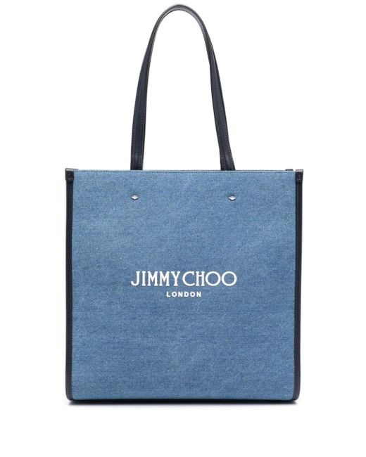 Tote bag en denim à logo Jimmy Choo en coloris Blue