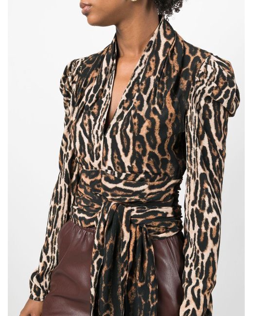 Proenza Schouler Black Bluse mit Leoparden-Print